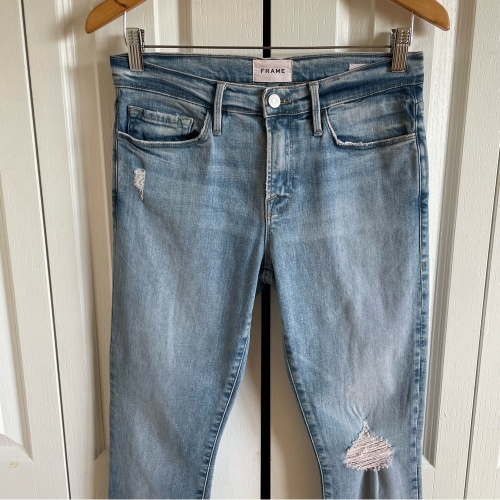 FRAME Le Skinny de Jeanne Jeans Women’s 28 Light Wash Blue Sleek Chic Organic - Picture 2 of 12